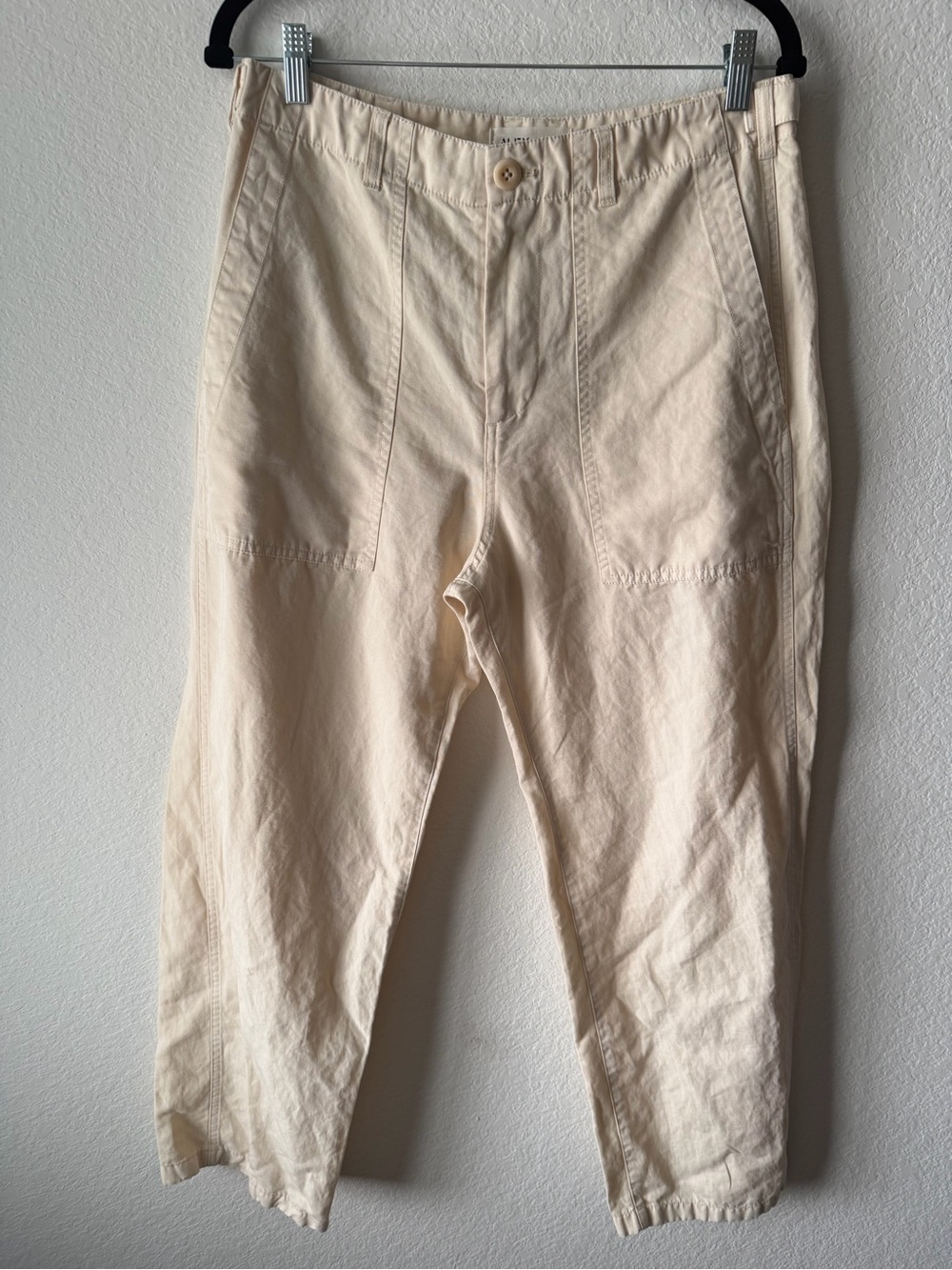 Alex Mill Women Expedition Pants Cream Cotton Linen Utility Fatigue Tapered 10
